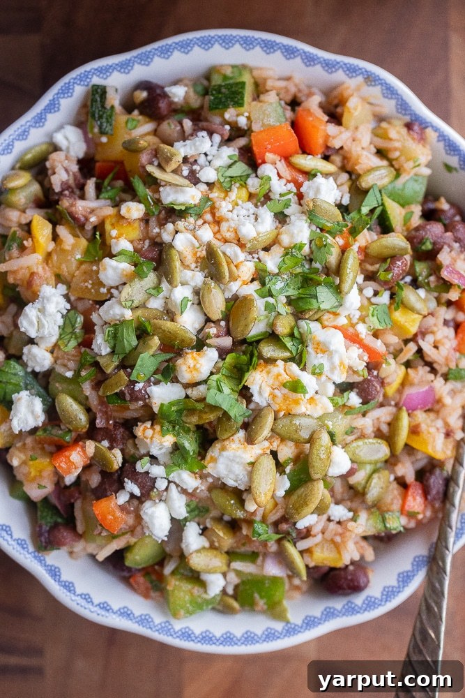Close up of a bowl of smoky paprika black bean salad
