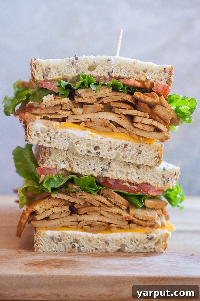 vegetarian lunch meat sandwich stack