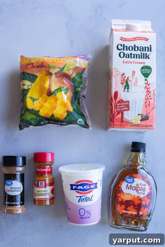 ingredients needed to make a mango smoothie