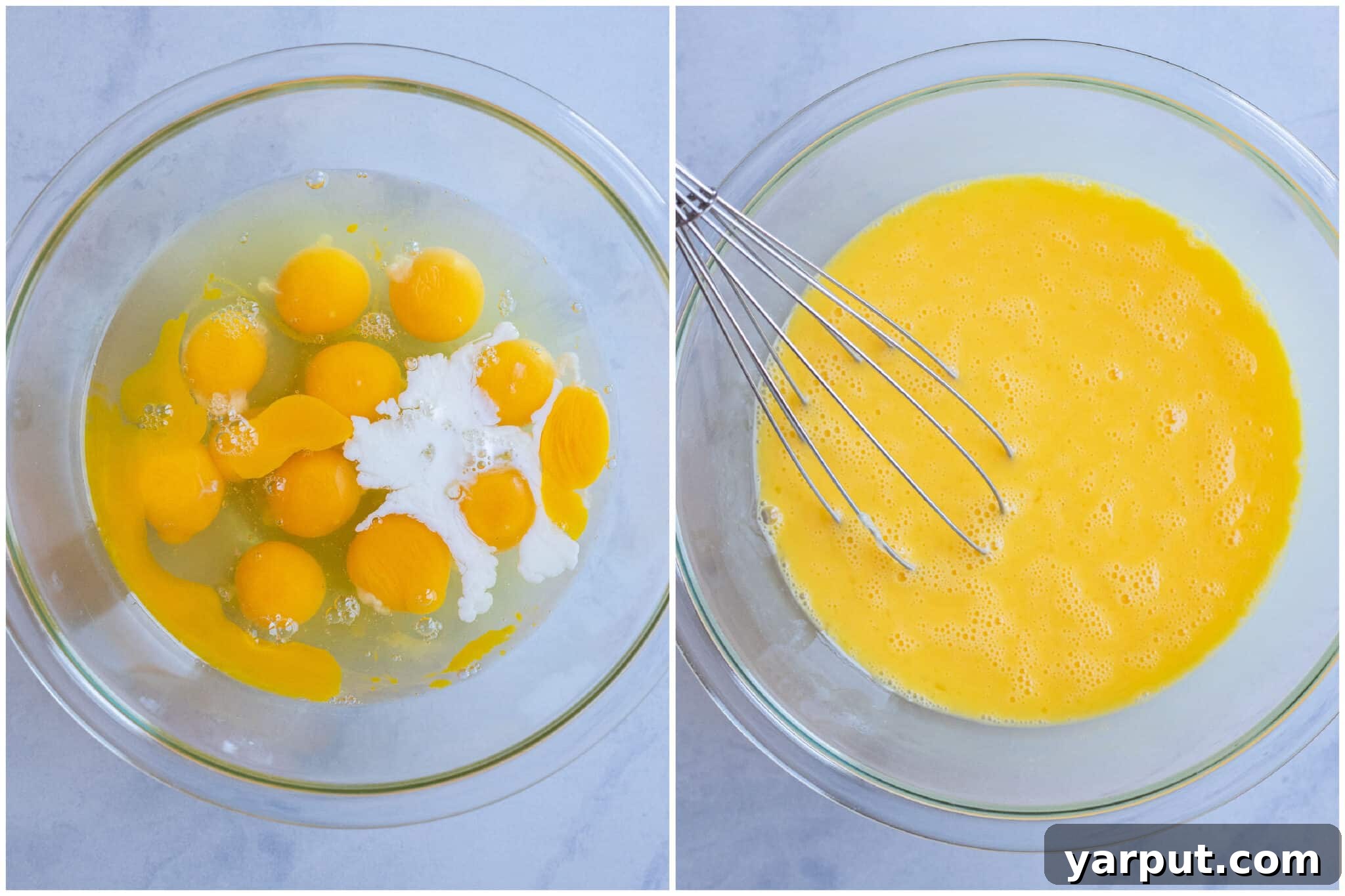 eggs cracked into a bowl with milk