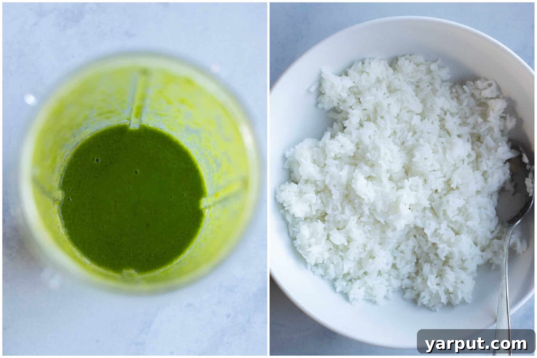 lemon basil sauce and a bowl of white rice