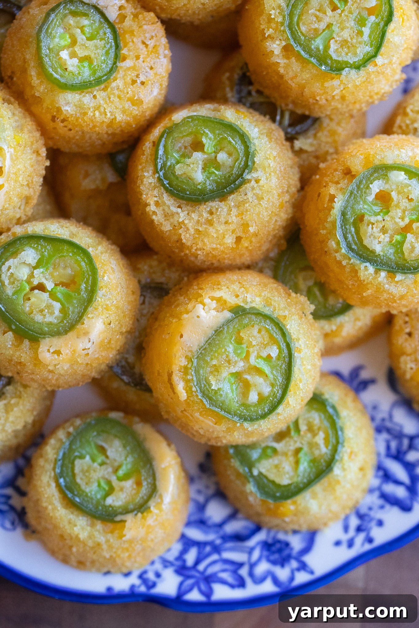 Plate full of jalapeño cornbread bites